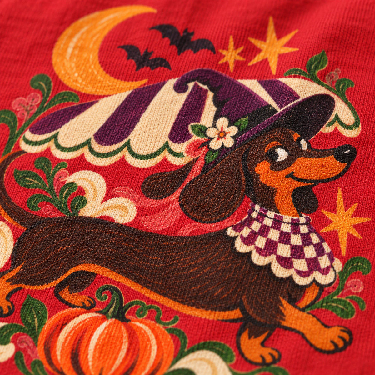 Hexen-Dackel Kinder-T-Shirt – Halloween-Motiv