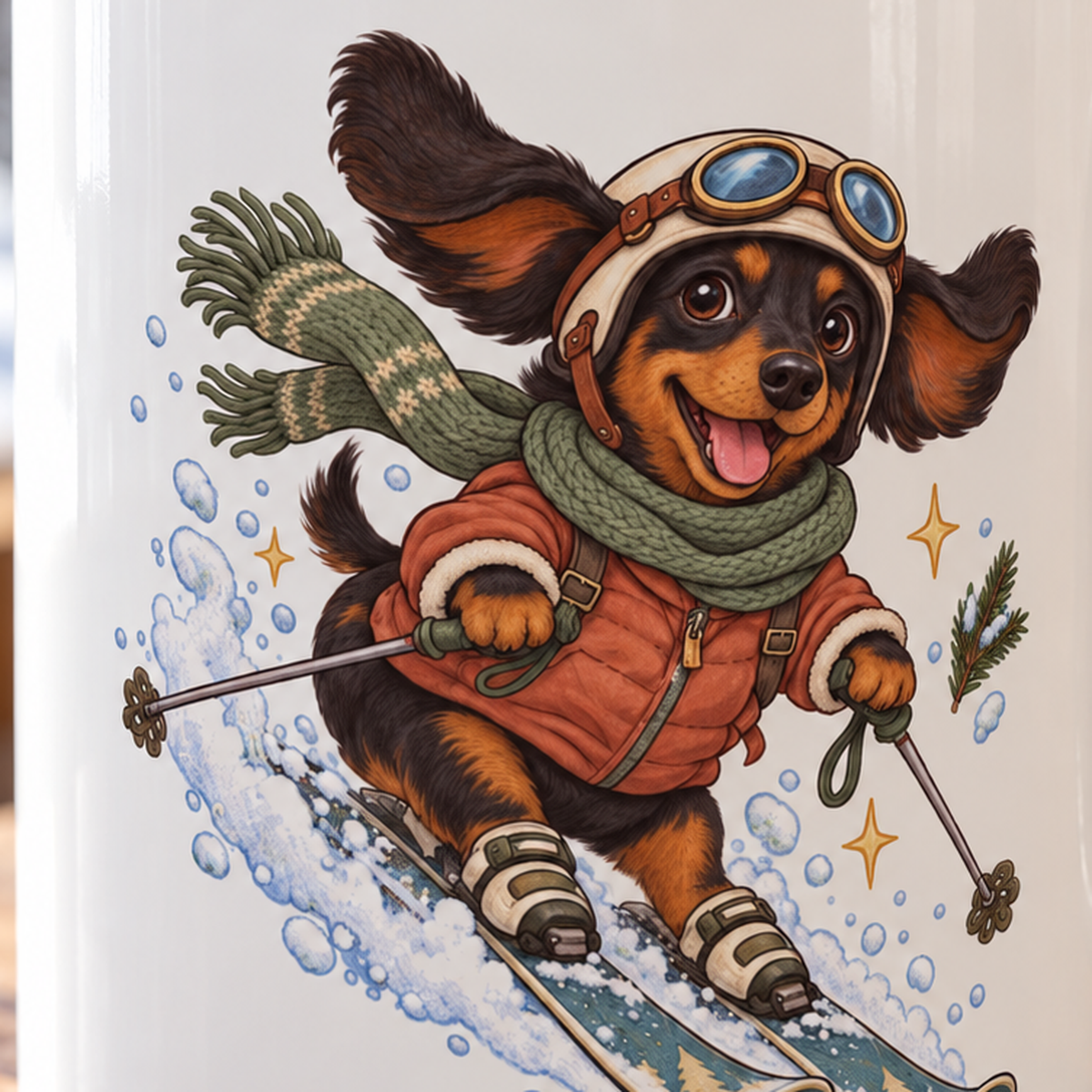 Ski Paws Dachshund Mug – Winter Two-Tone Cup