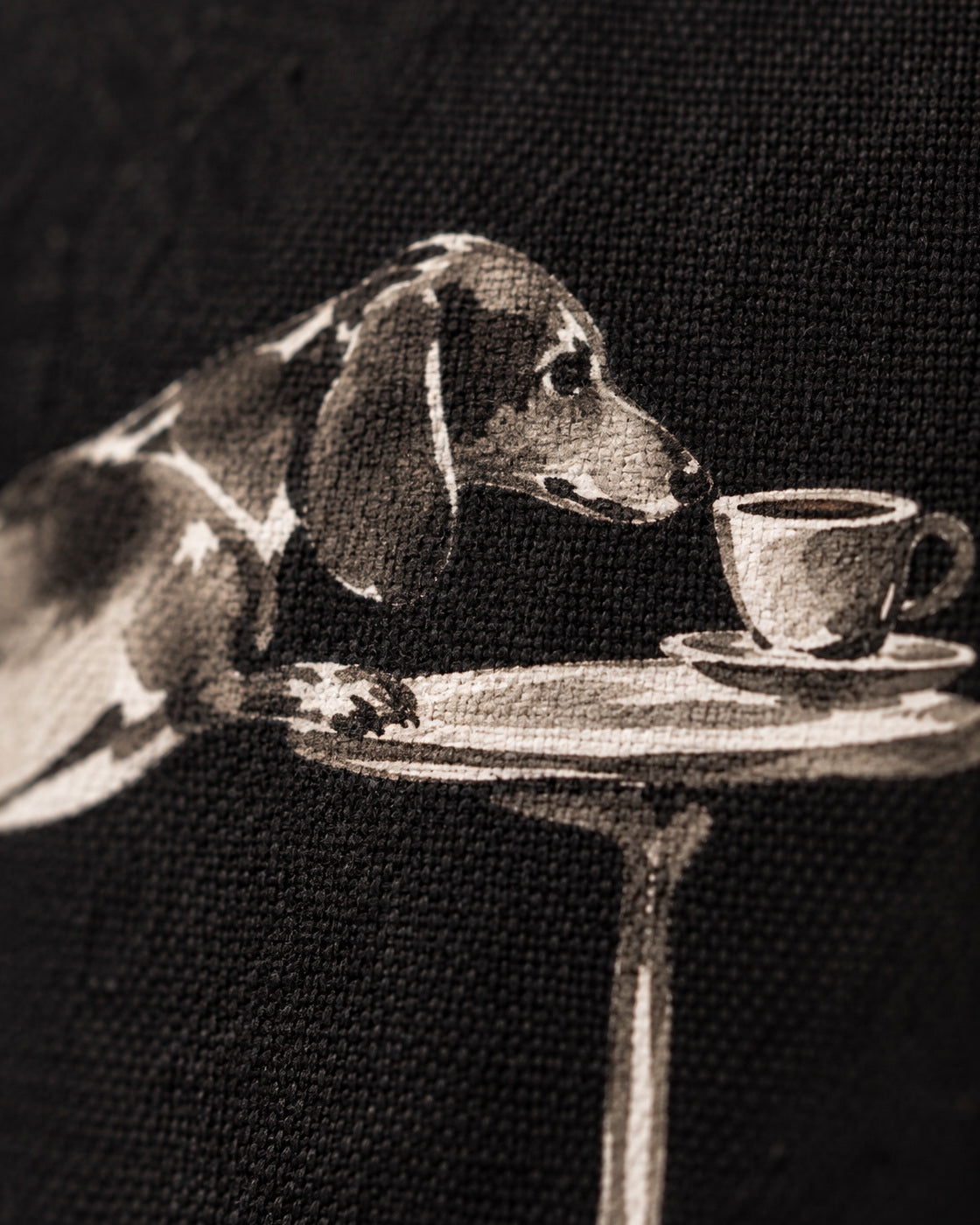 Café-Dackel Tragetasche – Bio-Baumwolle mit Linienmotiv