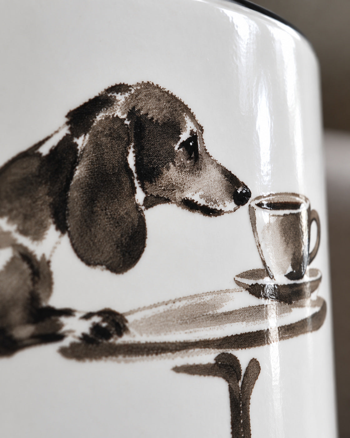 Café Dachshund Mug – Minimalist Two-Tone Cup