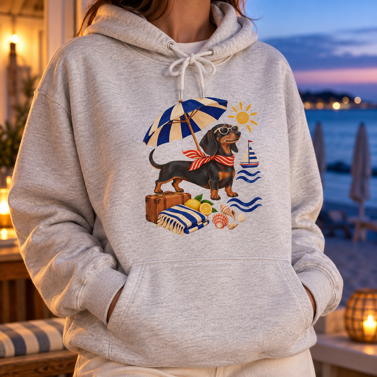 Strandpfoten-Dackel Hoodie – Kuscheliger Sommerbegleiter