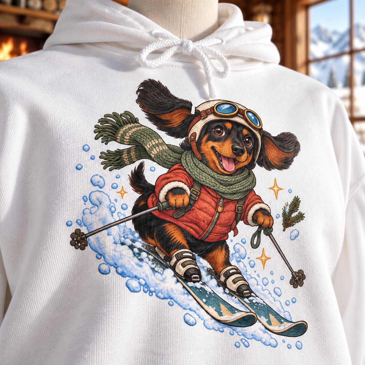 Ski Paws Dachshund Hoodie – Cozy Winter Companion