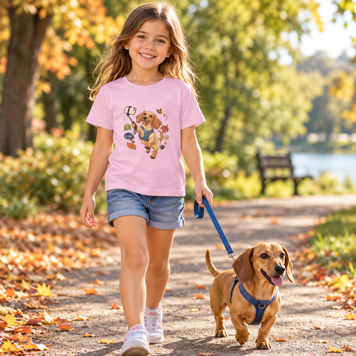 Selfie Dachshund Kids’ T-Shirt – Playful Everyday Design