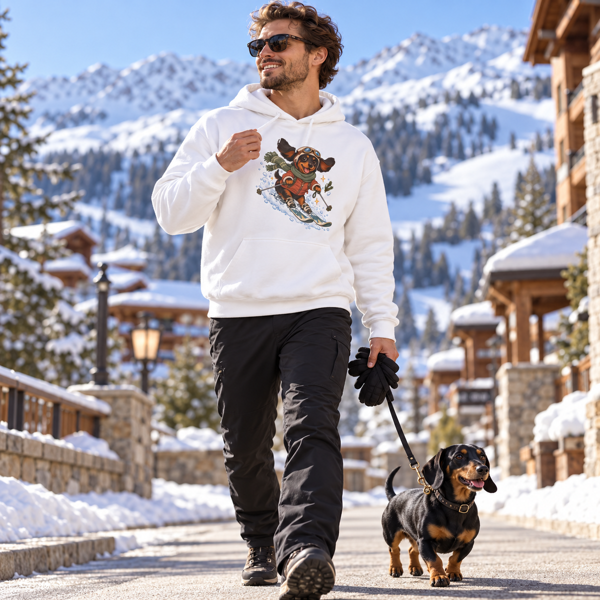 Ski Paws Dachshund Hoodie – Cozy Winter Companion