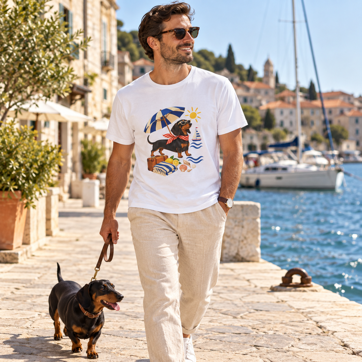 Strandpfoten-Dackel T-Shirt – Sonniges Urlaubsmotiv