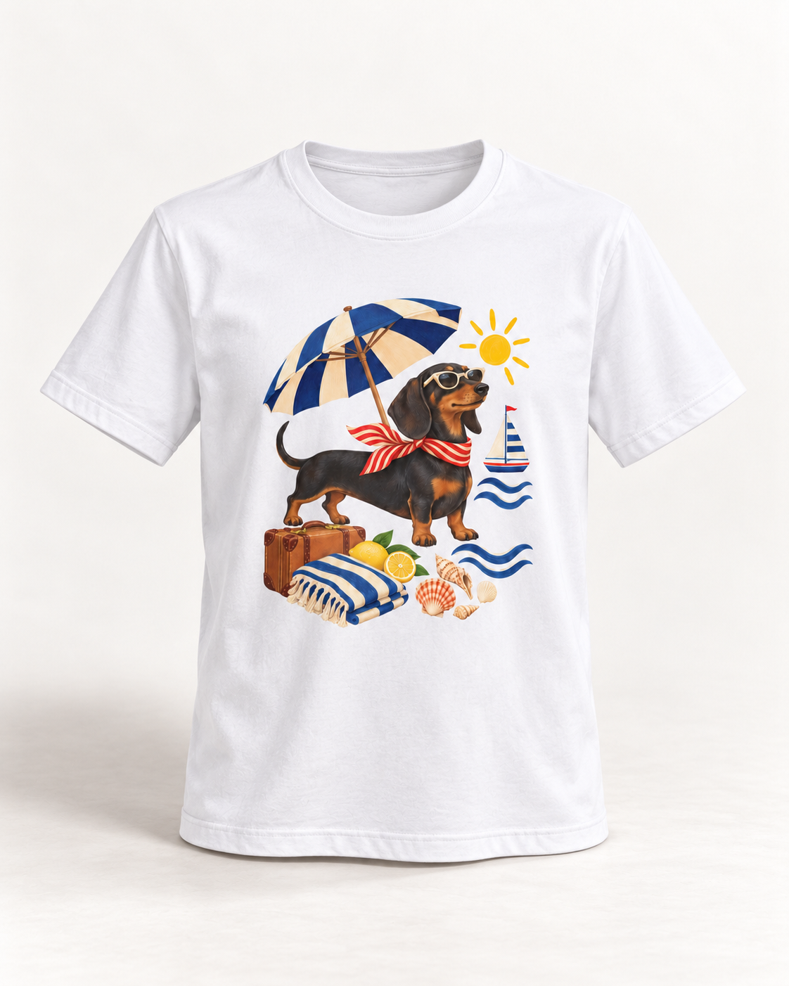 Strandpfoten-Dackel T-Shirt – Sonniges Urlaubsmotiv