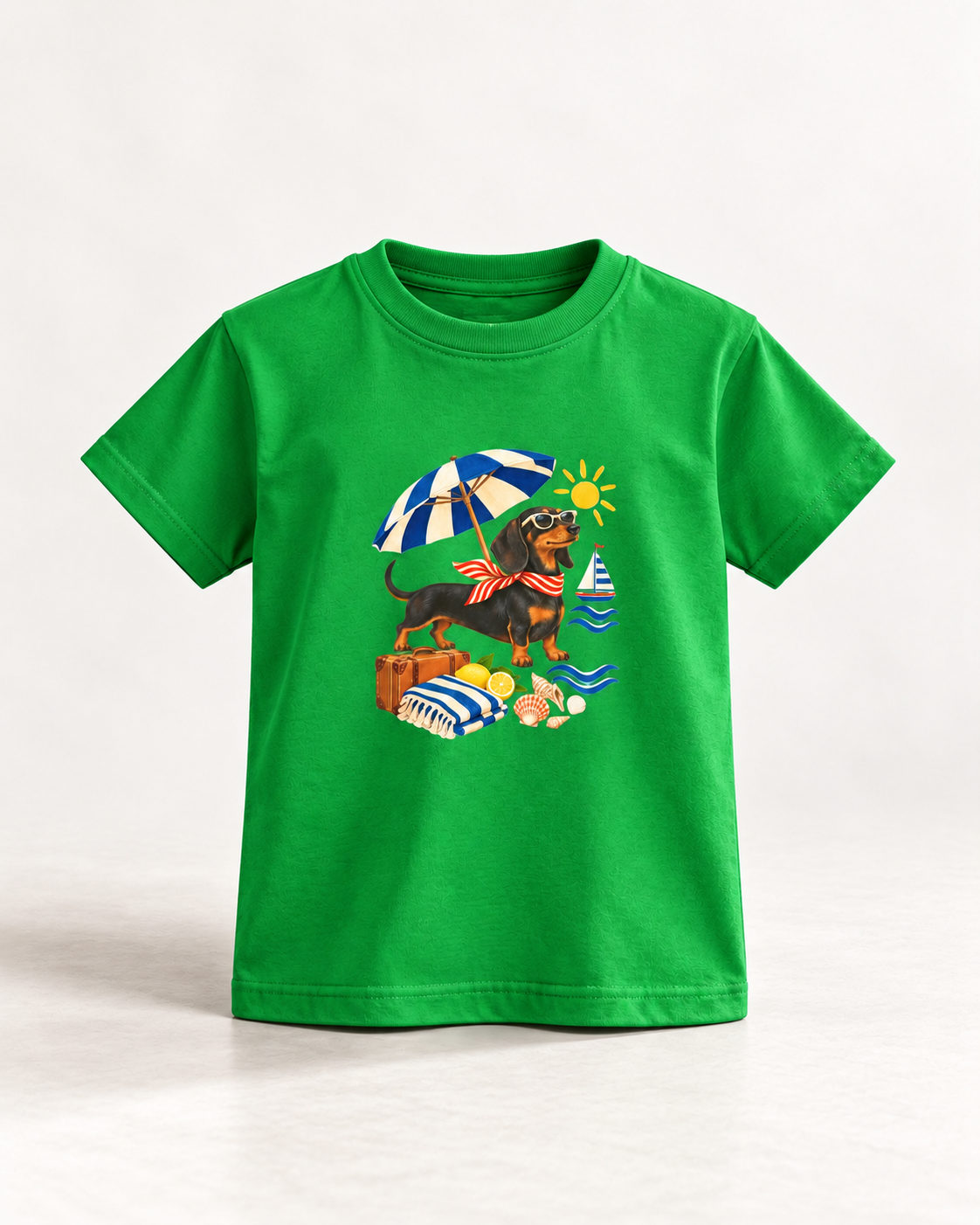 Strandpfoten-Dackel Kinder-T-Shirt – Sommerabenteuer