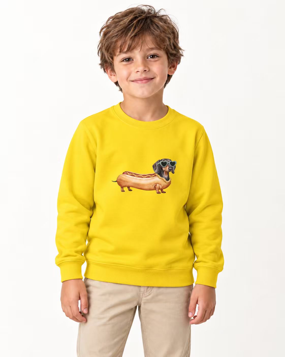 Hotdog-Dackel Kinder-Sweatshirt – Verspieltes Motiv