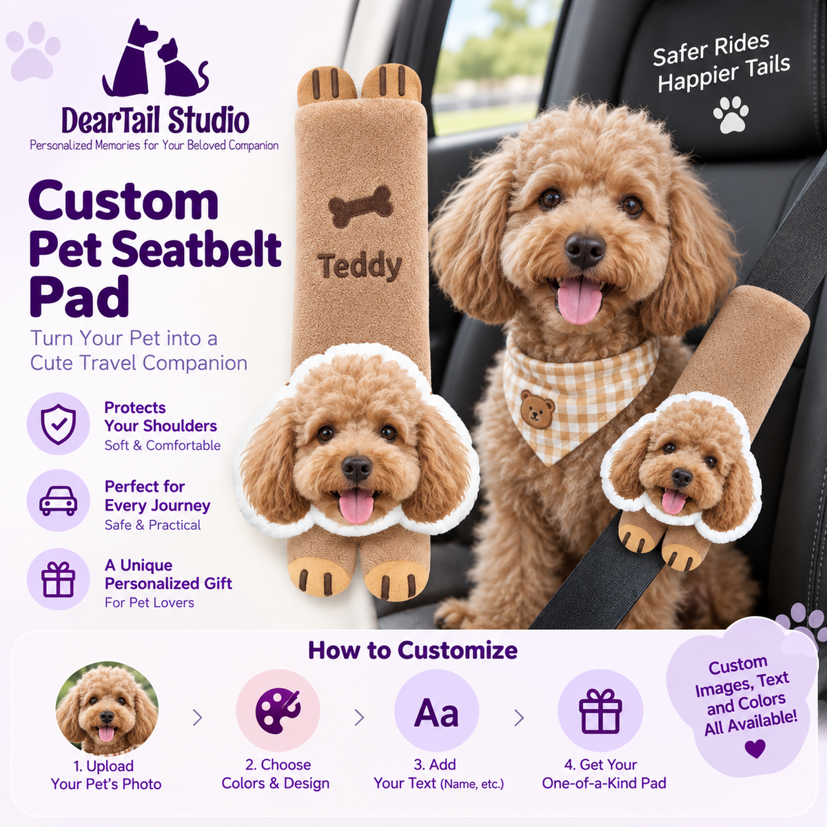 Personalised Pet Photo Seatbelt Pad