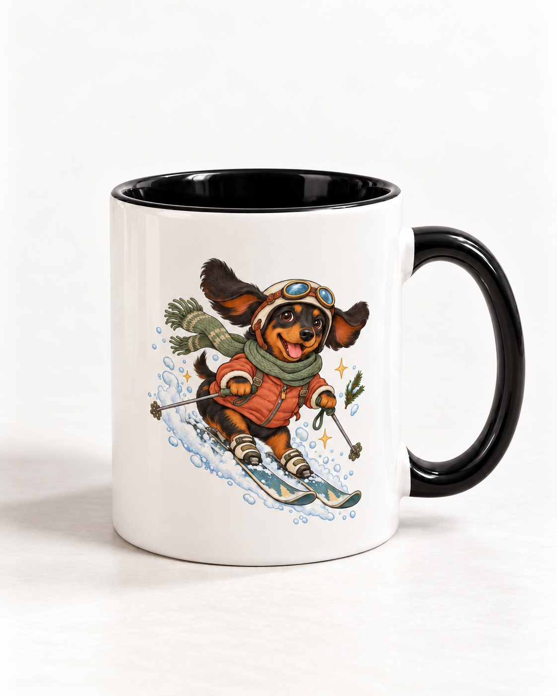 Ski Paws Dachshund Mug – Winter Two-Tone Cup