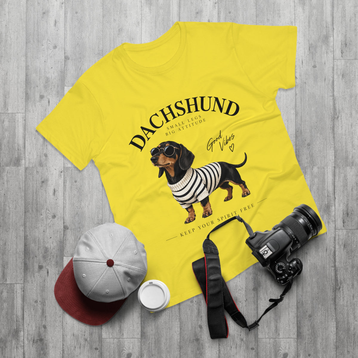 Dachshund T-Shirt - "Small Legs, Big Attitude" Graphic Tee (Good Vibes)