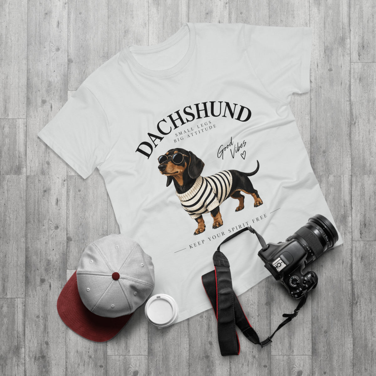 Dachshund T-Shirt - "Small Legs, Big Attitude" Graphic Tee (Good Vibes)
