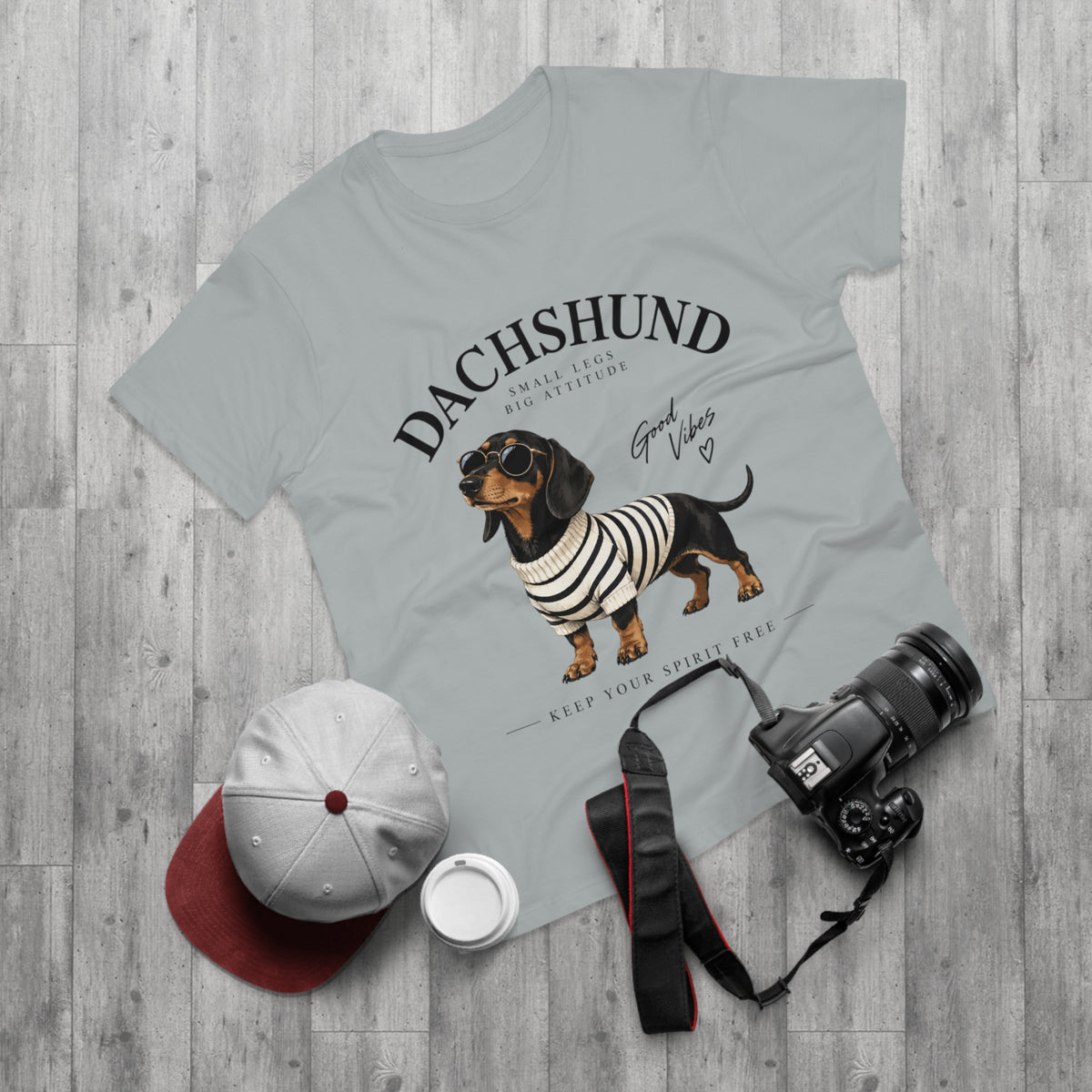 Dachshund T-Shirt - "Small Legs, Big Attitude" Graphic Tee (Good Vibes)