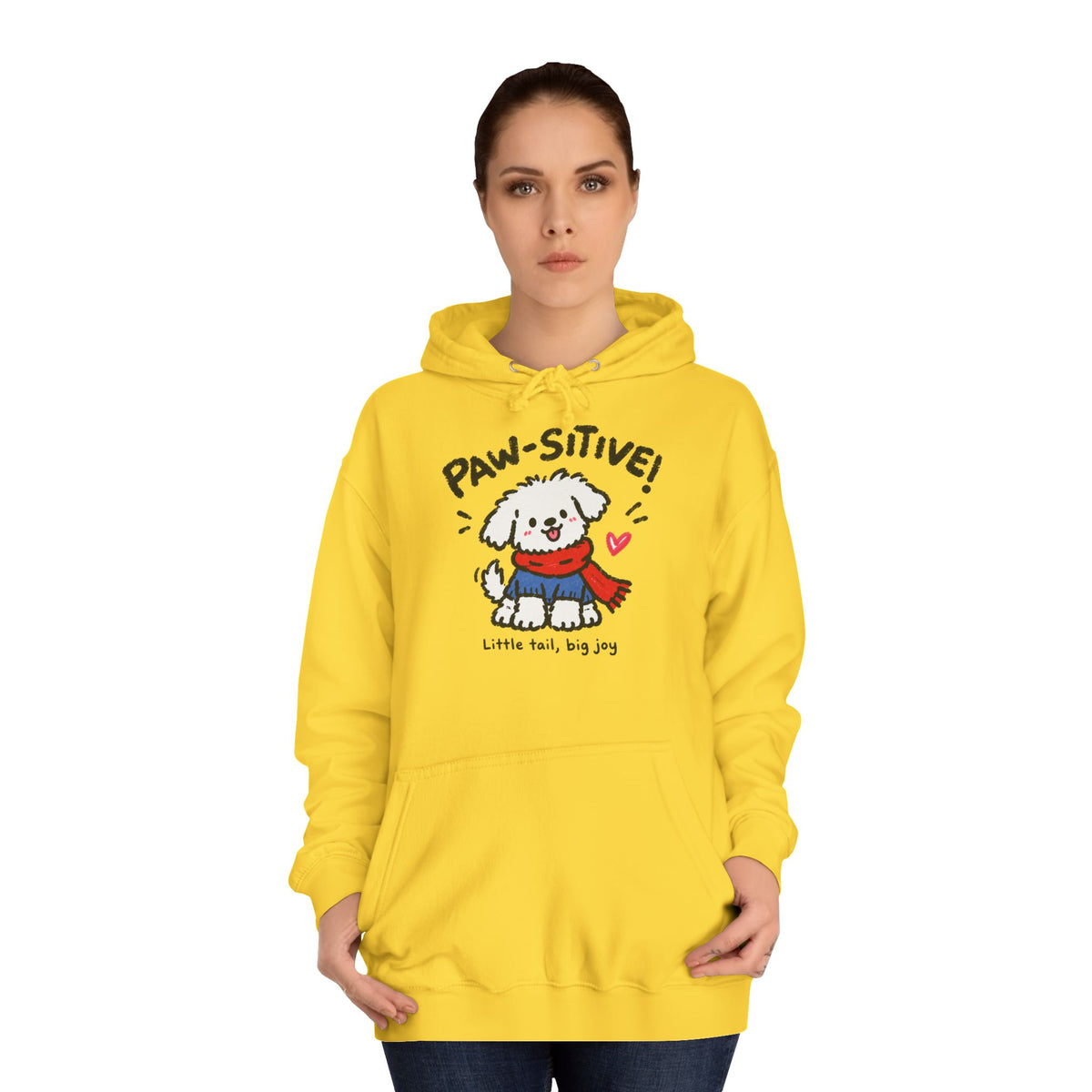 Paw-sitive Puppy Hoodie – "Stay Happy" Cute Dog Graphic Hoodie