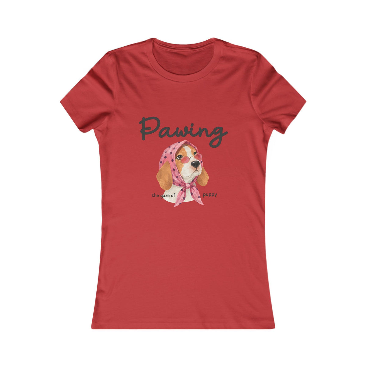 Women's Tee — "Pawing" Watercolor Beagle Graphic, Cute Dog Lover Shirt