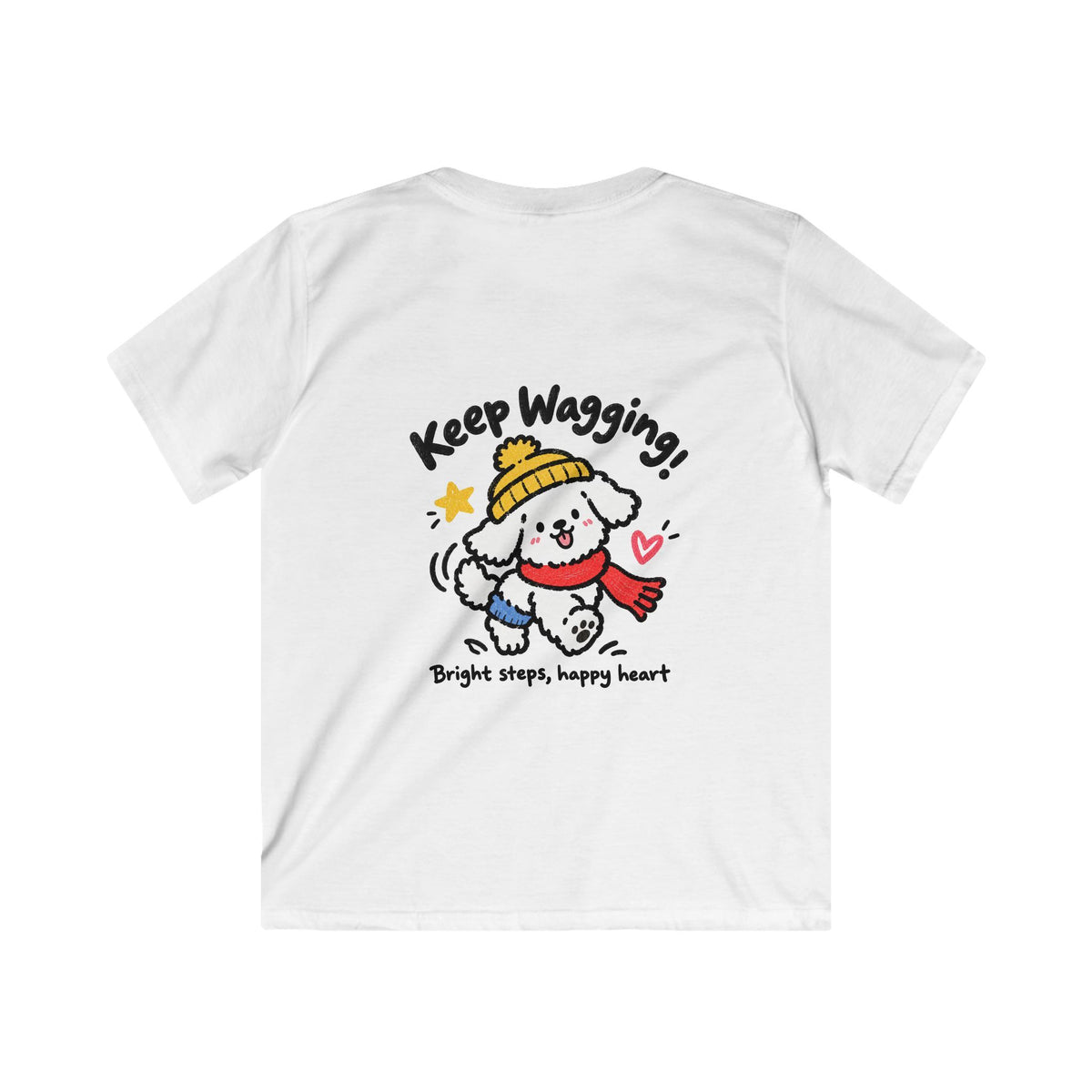 Kids Tee — 'Wag More! Keep Wagging' Cute Puppy Graphic Shirt