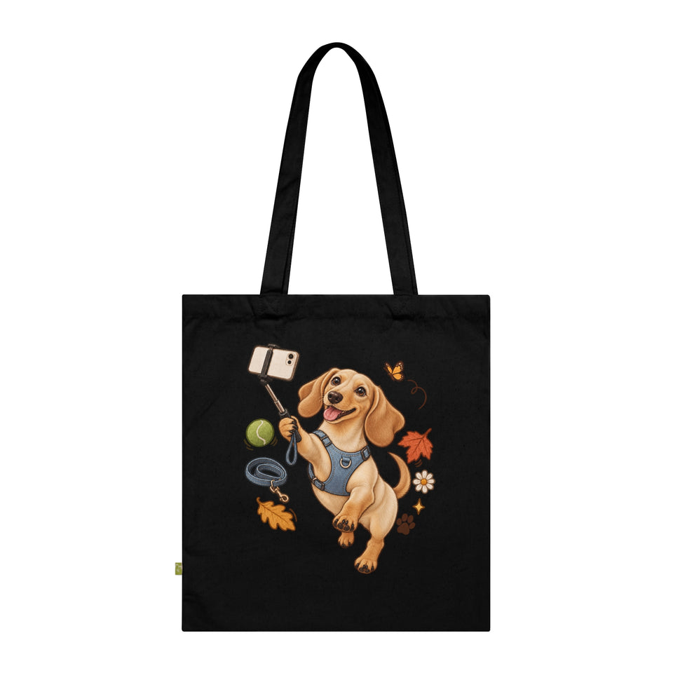 Selfie Dachshund Tote – Organic Cotton Everyday Bag