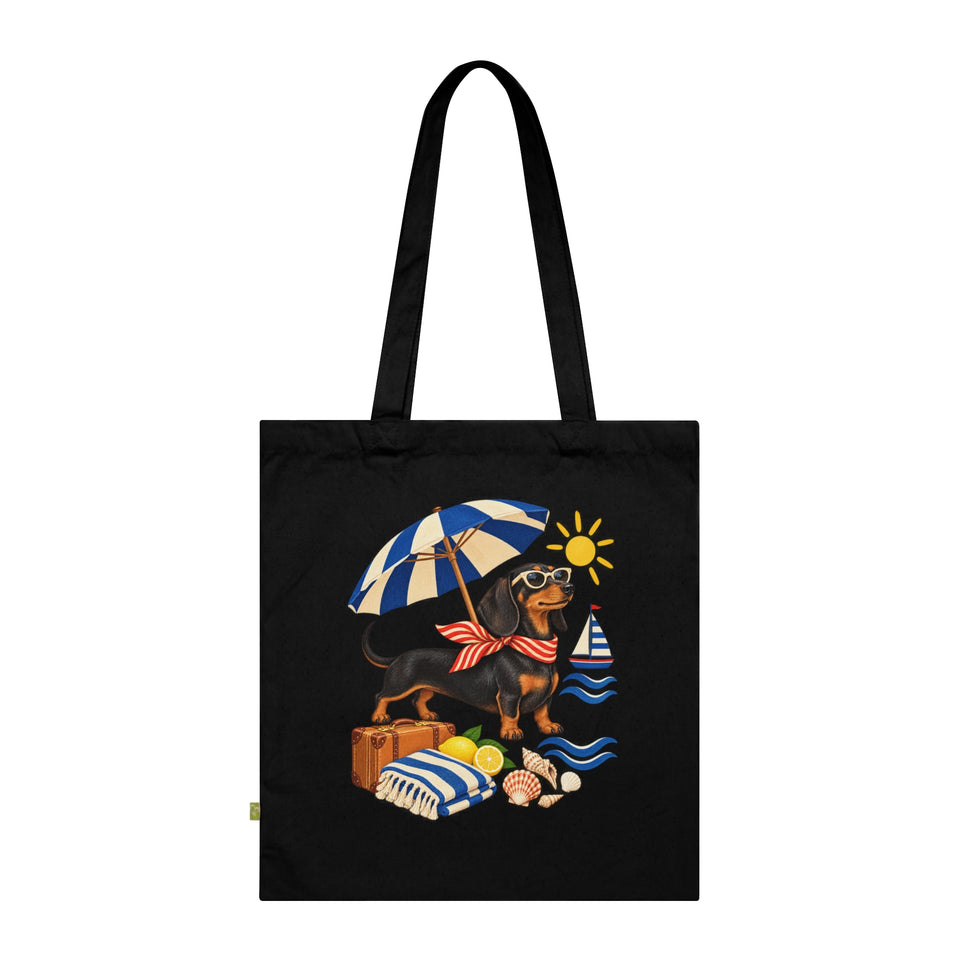 Beach Paws Dachshund Tote – Organic Cotton Summer Bag