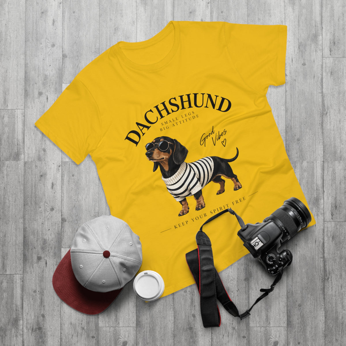 Dachshund T-Shirt - "Small Legs, Big Attitude" Graphic Tee (Good Vibes)