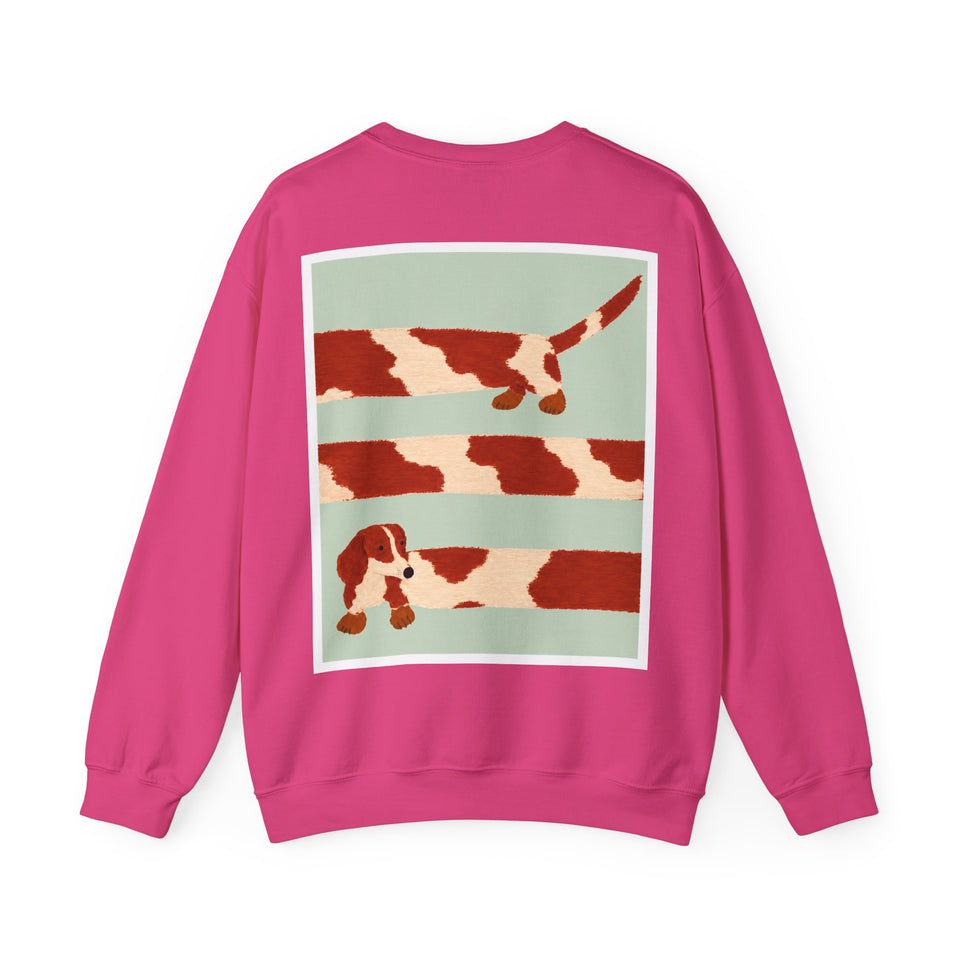 Gestreiftes Dackel-Sweatshirt – Malerisches Langhund-Motiv
