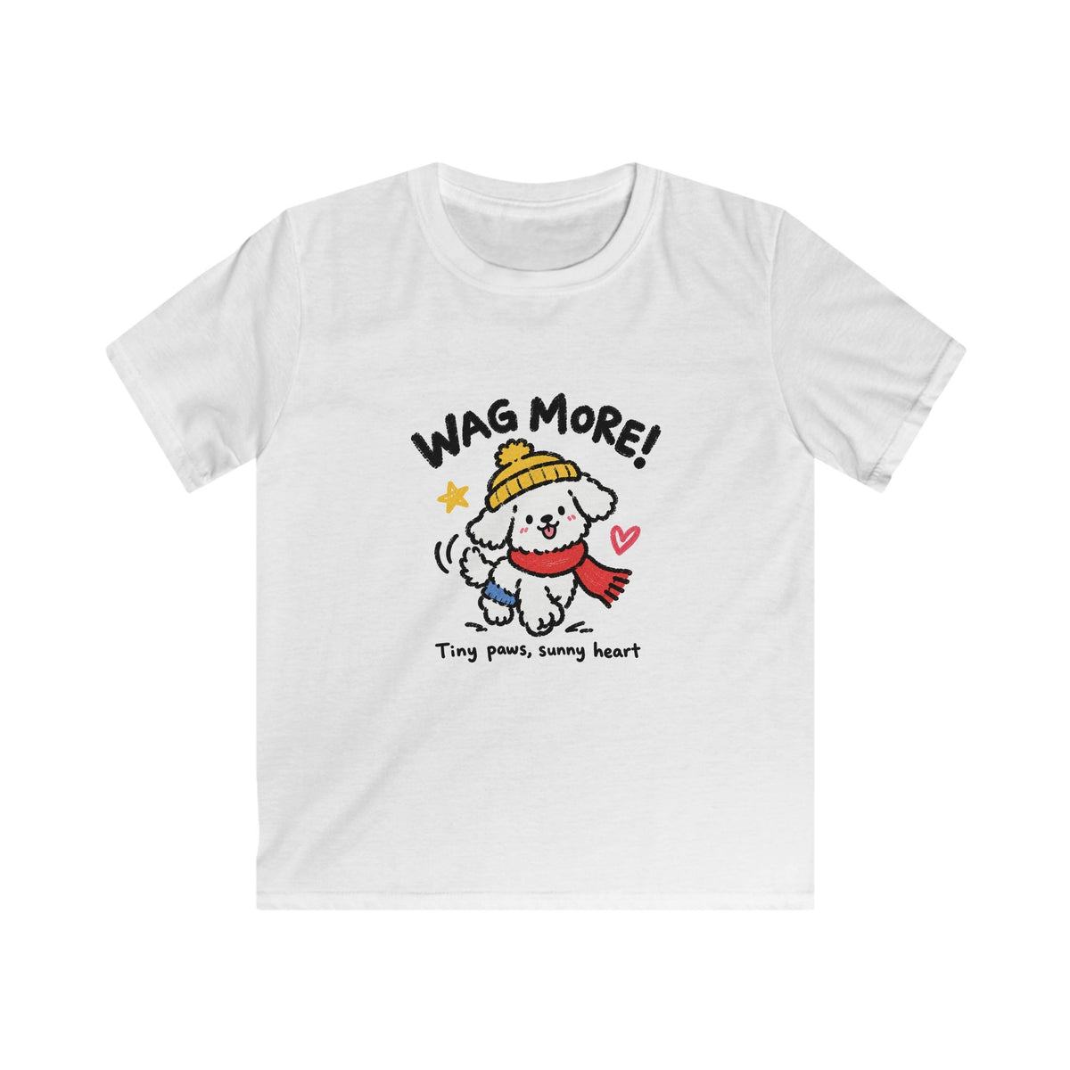 Kids Tee — 'Wag More! Keep Wagging' Cute Puppy Graphic Shirt