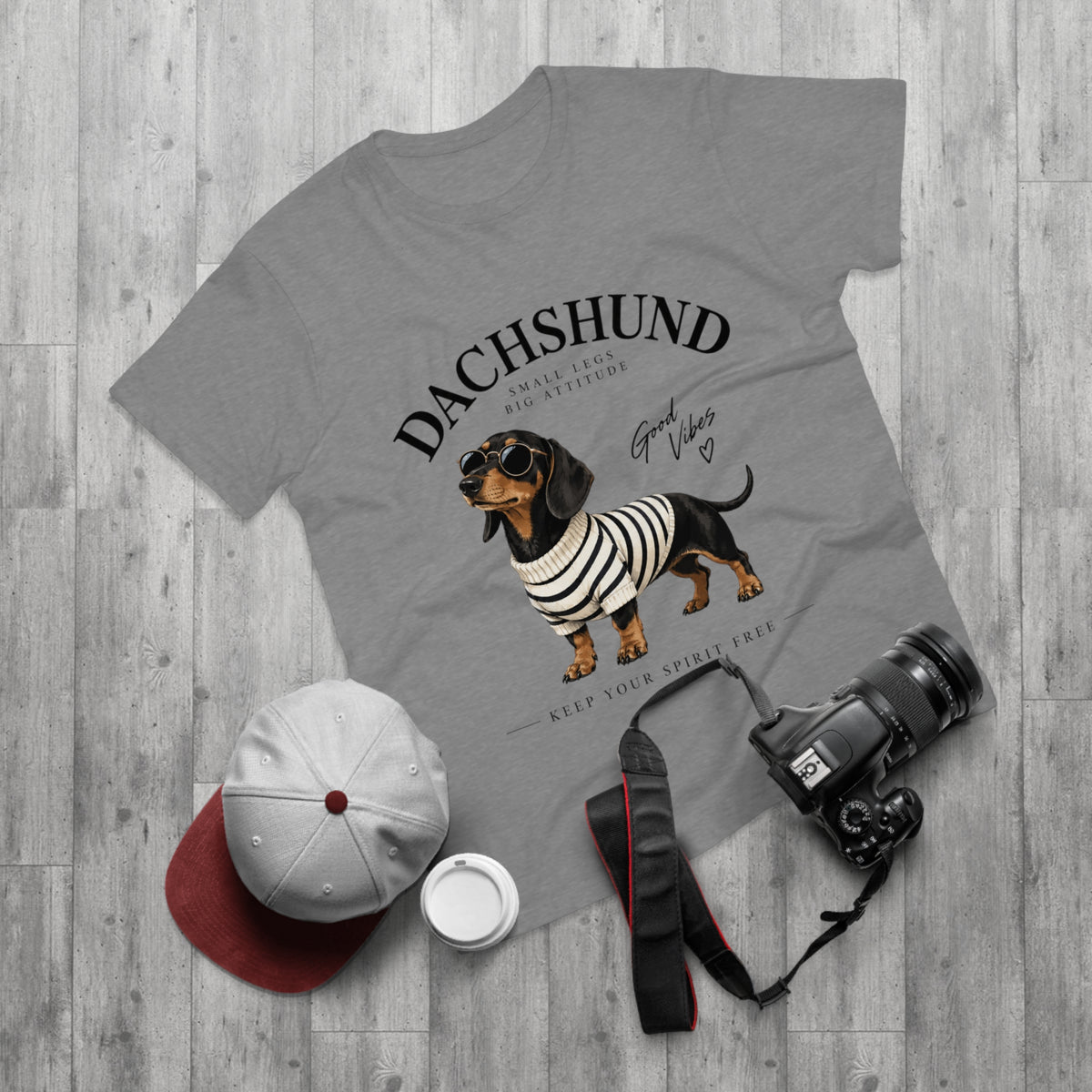 Dachshund T-Shirt - "Small Legs, Big Attitude" Graphic Tee (Good Vibes)