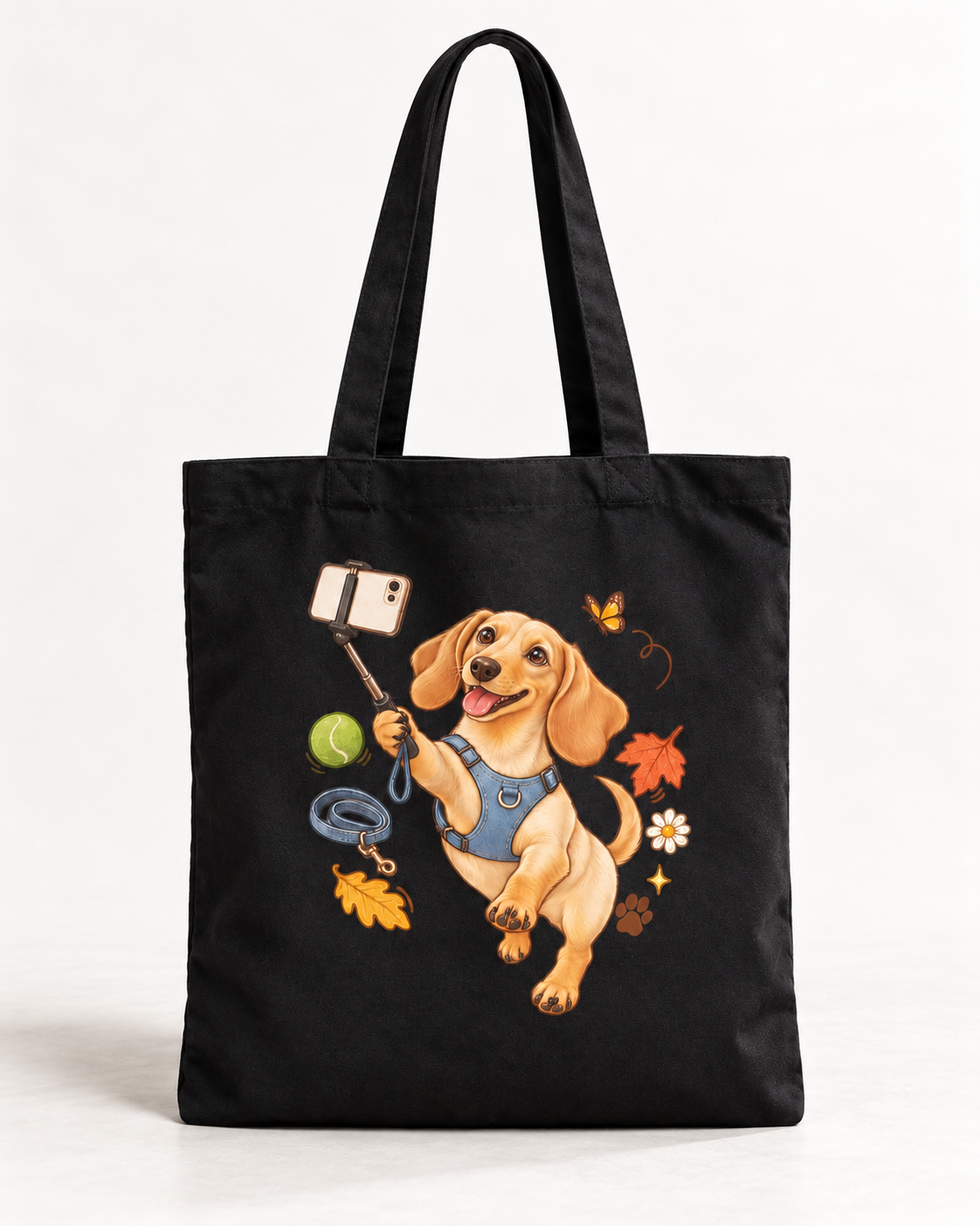 Selfie Dachshund Tote – Organic Cotton Everyday Bag