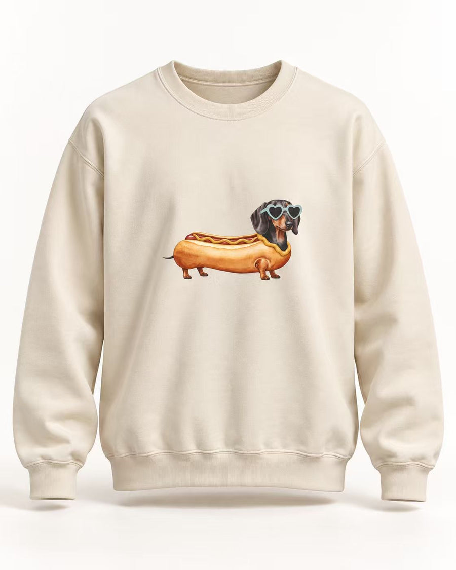 Hotdog-Dackel Sweatshirt – Verspieltes Würstchenhund-Motiv