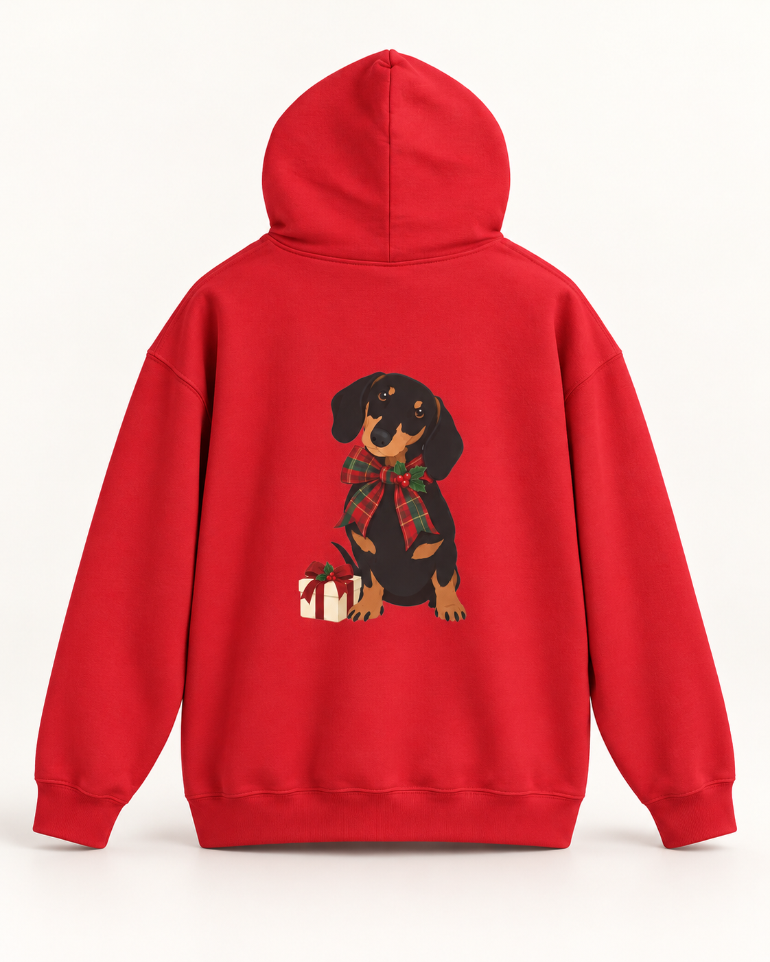 Weihnachts-Dackel-Hoodie – Kuschelig mit Schal und Geschenk