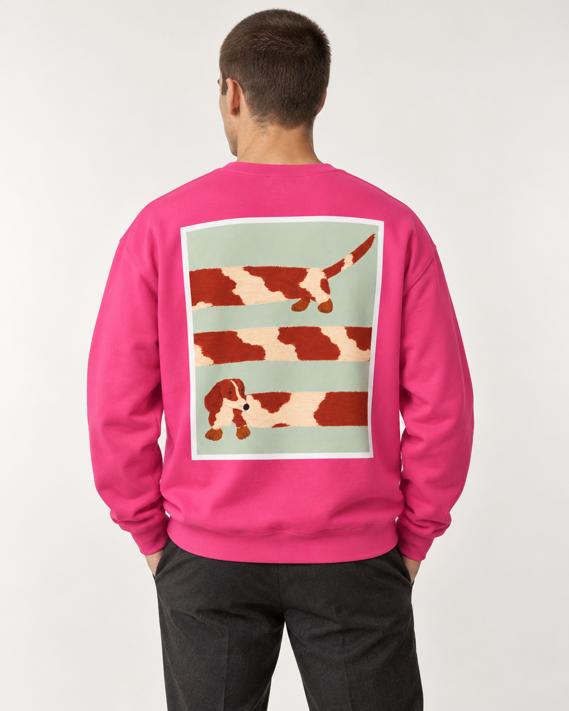 Gestreiftes Dackel-Sweatshirt – Malerisches Langhund-Motiv