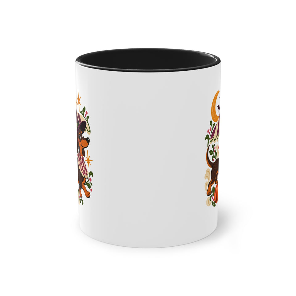 Moonlit Dachshund Mug – Halloween Two-Tone Cup