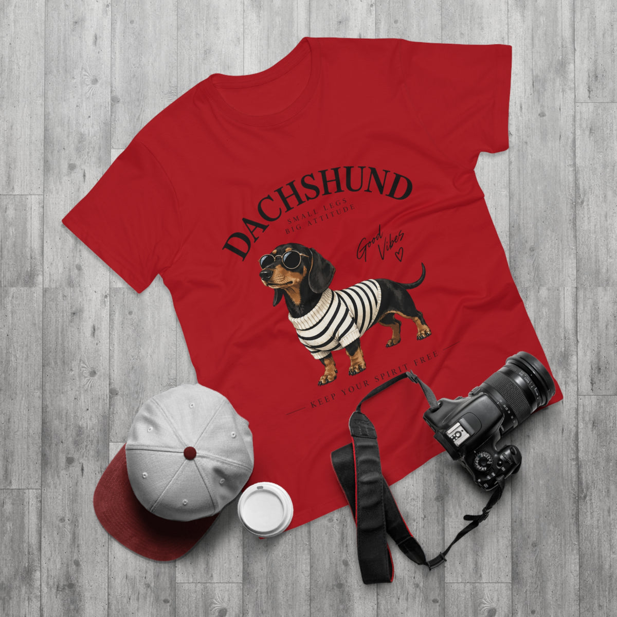 Dachshund T-Shirt - "Small Legs, Big Attitude" Graphic Tee (Good Vibes)