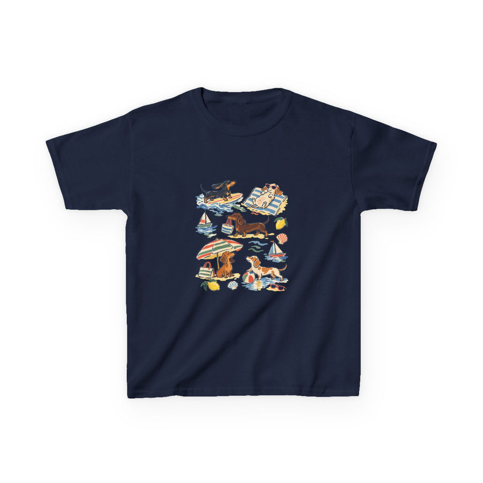 Dackelgeschichten vom Meer Kinder-T-Shirt – Verspieltes Strandmotiv