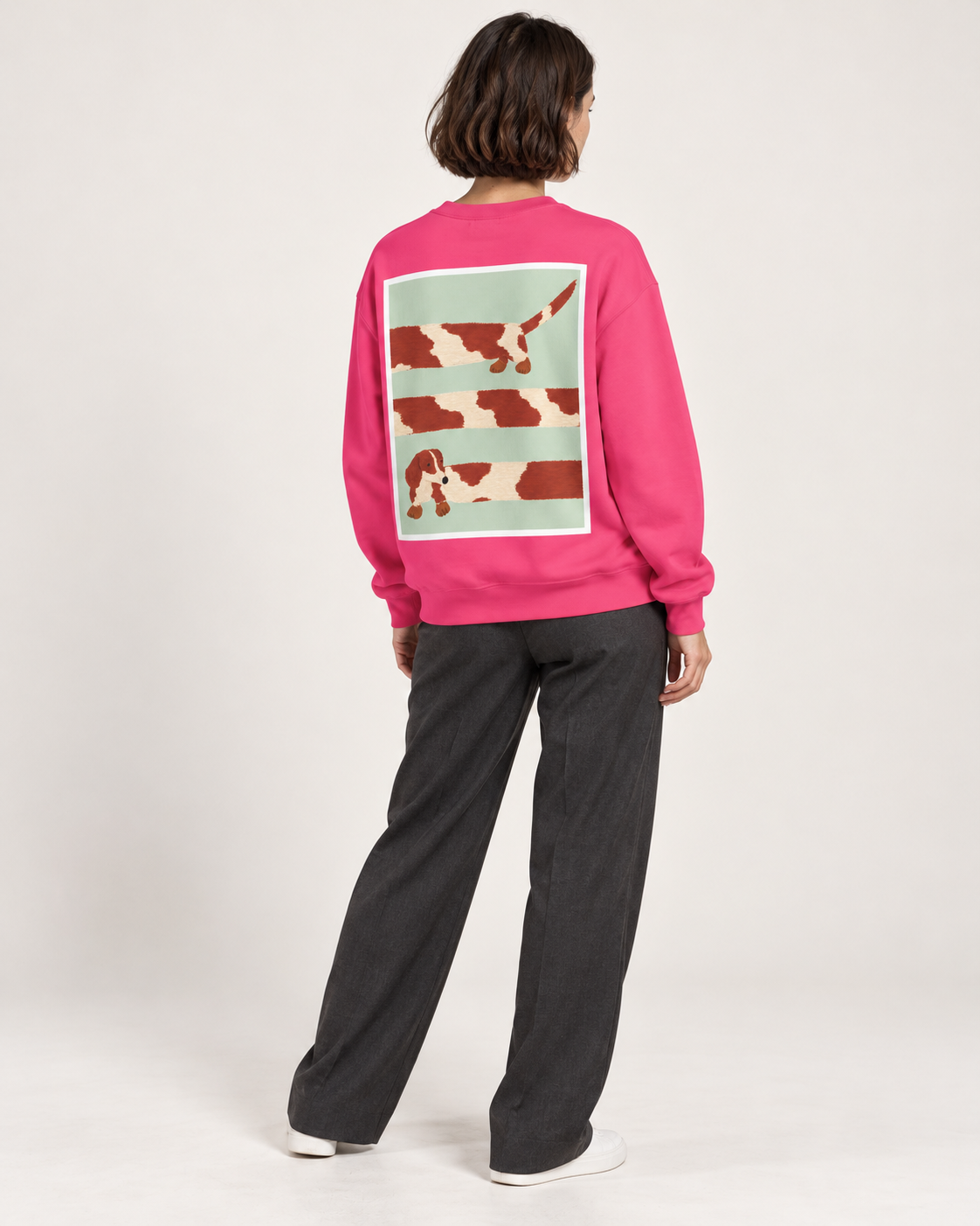 Gestreiftes Dackel-Sweatshirt – Malerisches Langhund-Motiv