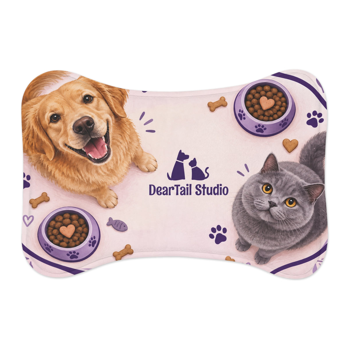 Personalized Pet Feeding Mat with Photo & Name