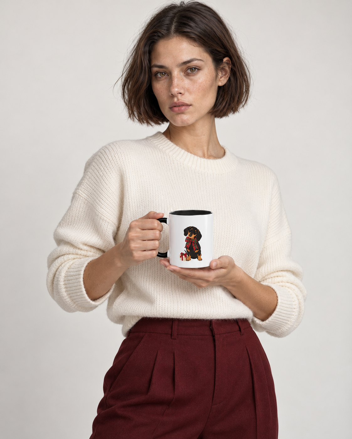 Dackel-Kaffeetasse – Verspielter Zweifarben-Becher, 11 oz