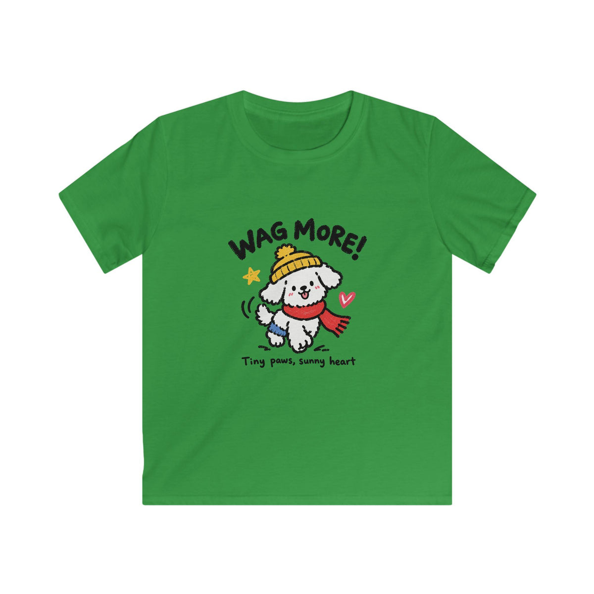 Kids Tee — 'Wag More! Keep Wagging' Cute Puppy Graphic Shirt