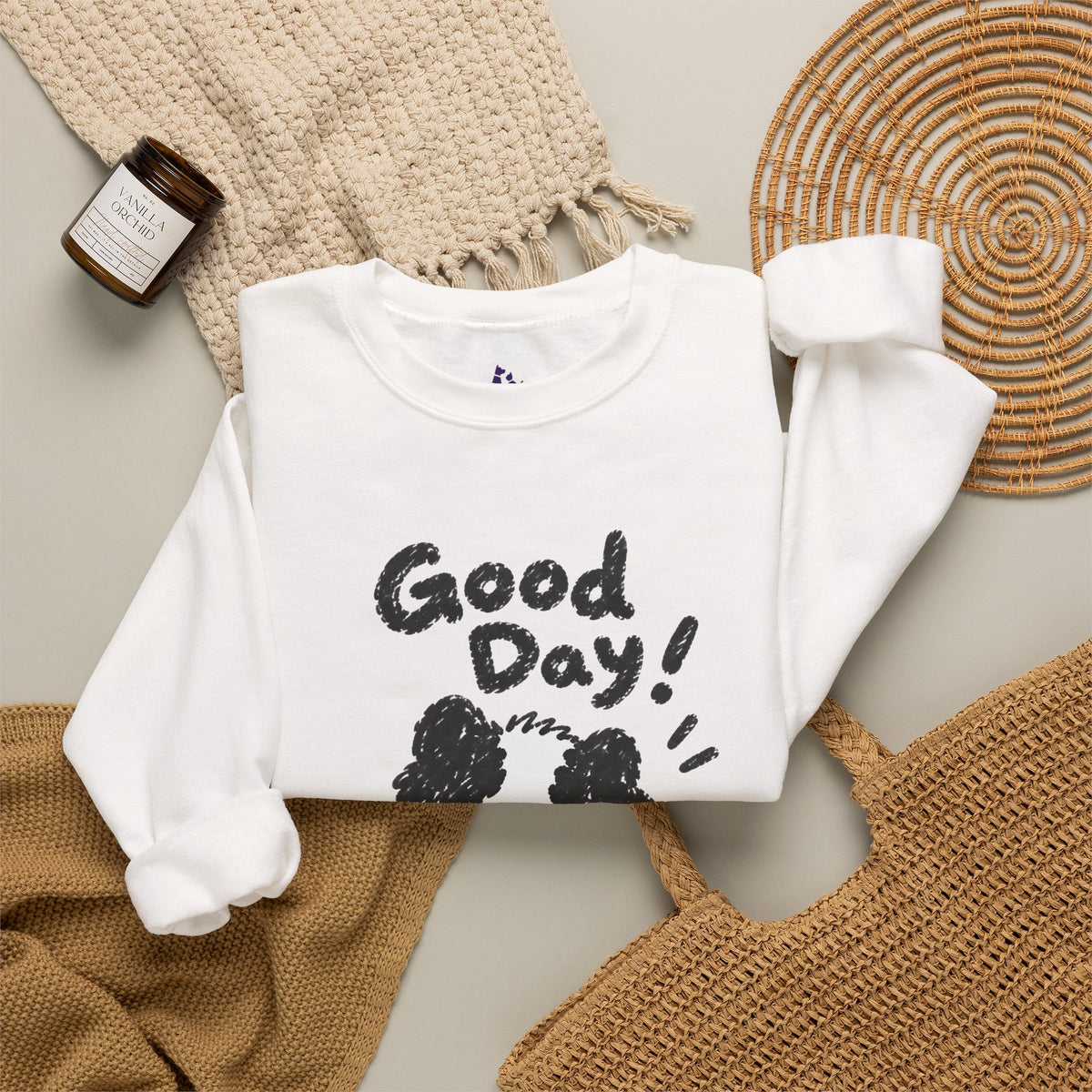 Personalisiertes Haustier-Sweatshirt „Good Day“ – Foto & Name