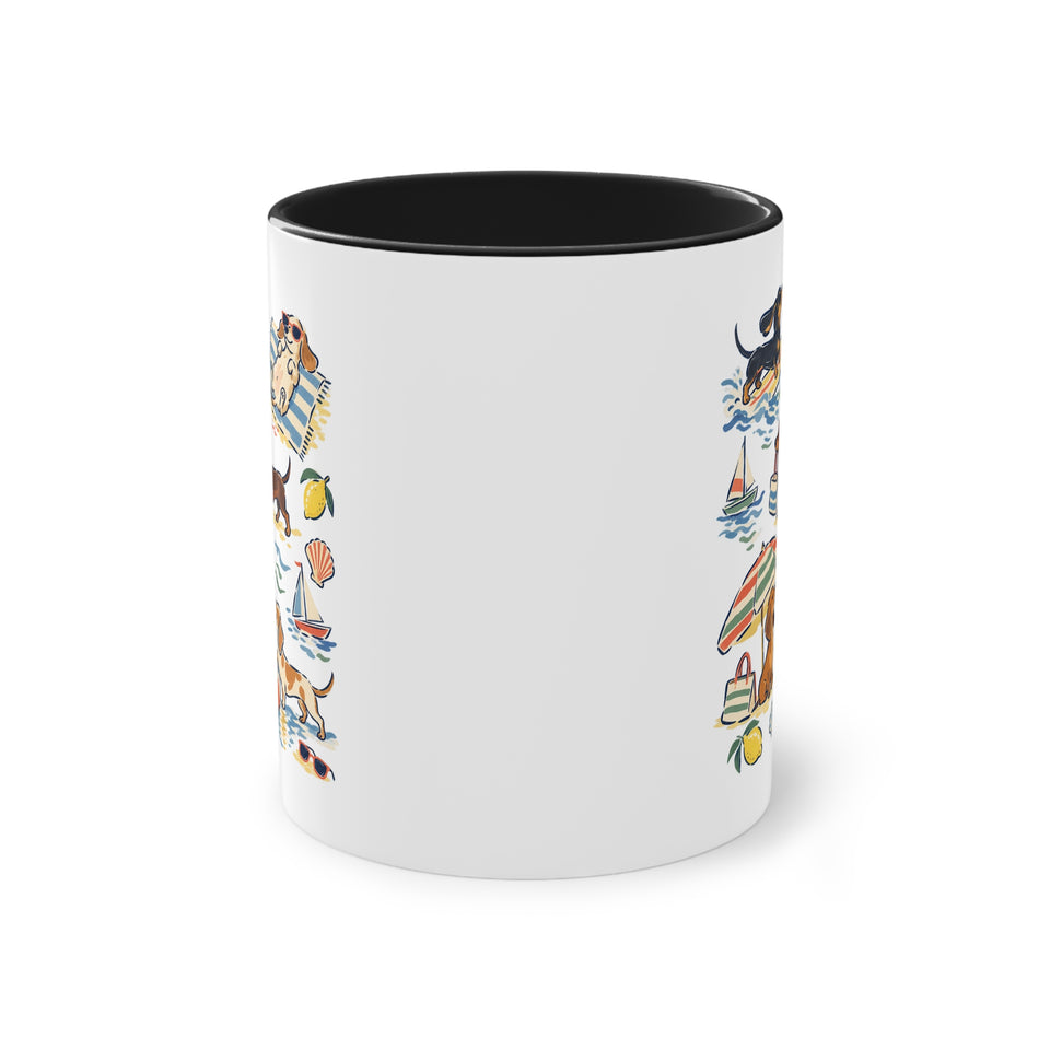 Dackelgeschichten vom Meer Tasse – Sommerlicher Zweifarben-Becher