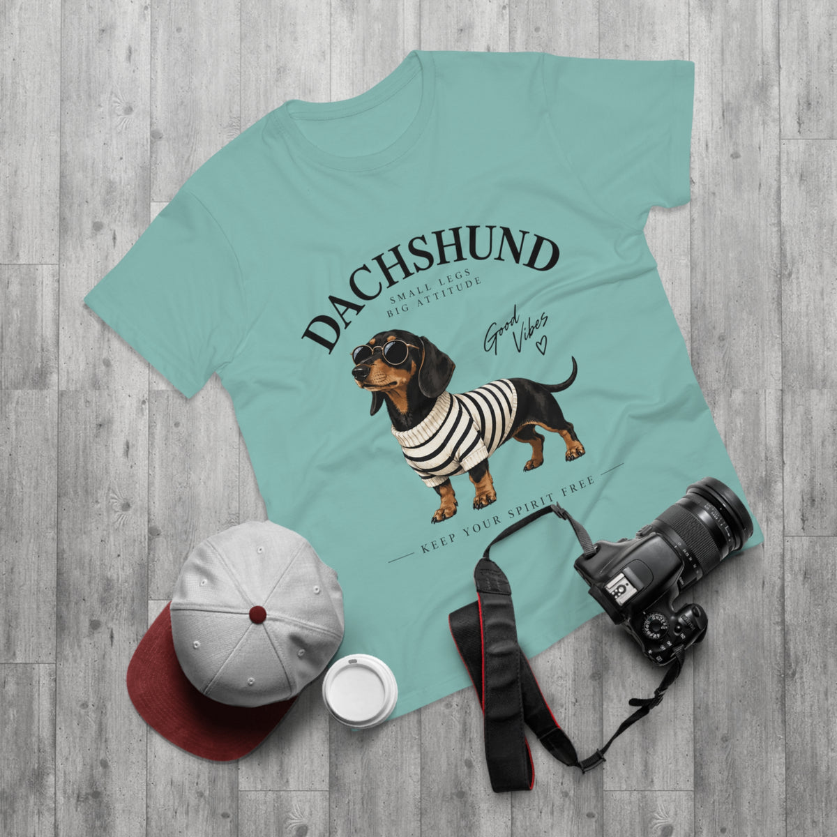 Dachshund T-Shirt - "Small Legs, Big Attitude" Graphic Tee (Good Vibes)