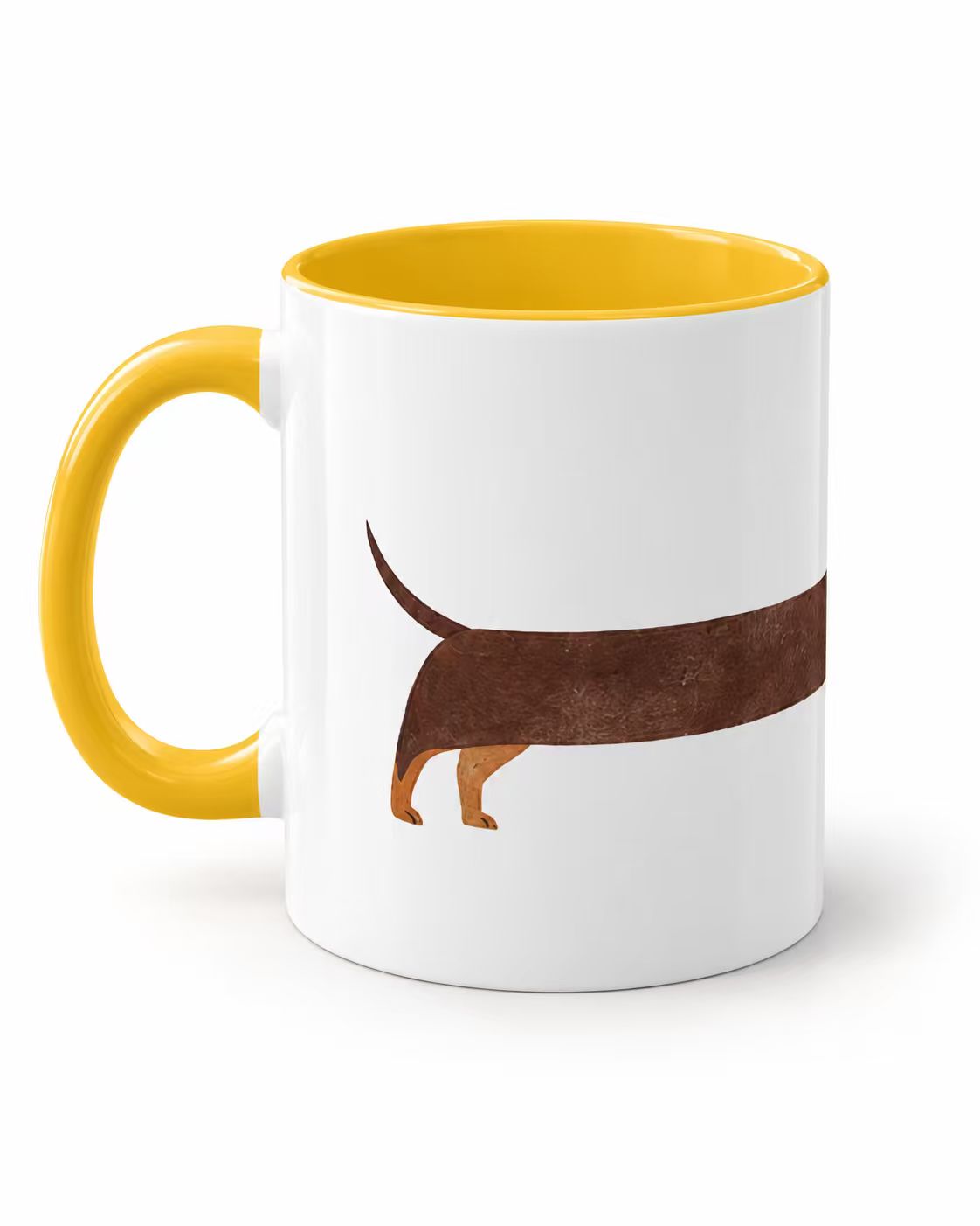 Red-Accent Dachshund Mug – Two-Tone 11 oz Cup