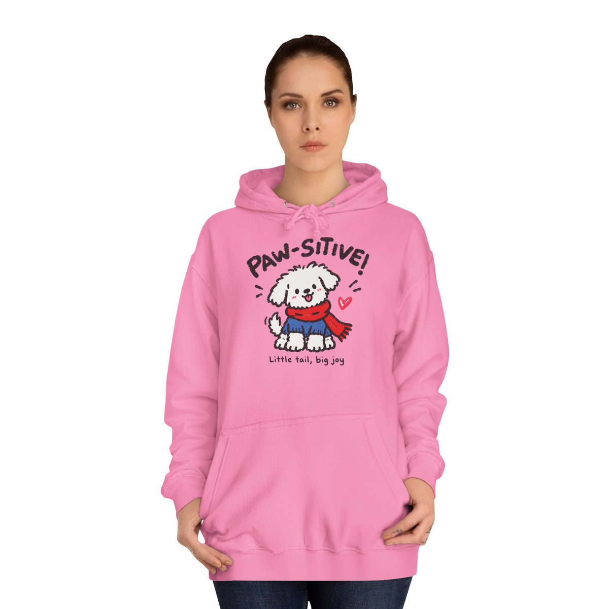 Paw-sitive Puppy Hoodie – "Stay Happy" Cute Dog Graphic Hoodie