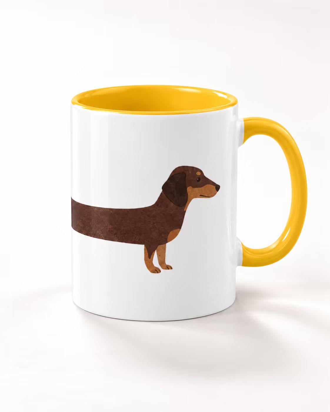 Red-Accent Dachshund Mug – Two-Tone 11 oz Cup