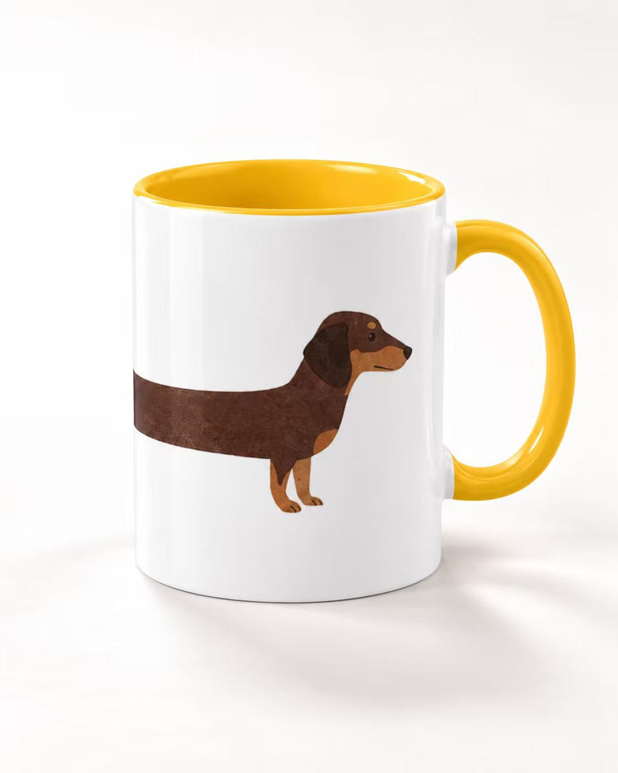 Dackel-Tasse mit rotem Akzent – Zweifarben-Becher, 11 oz