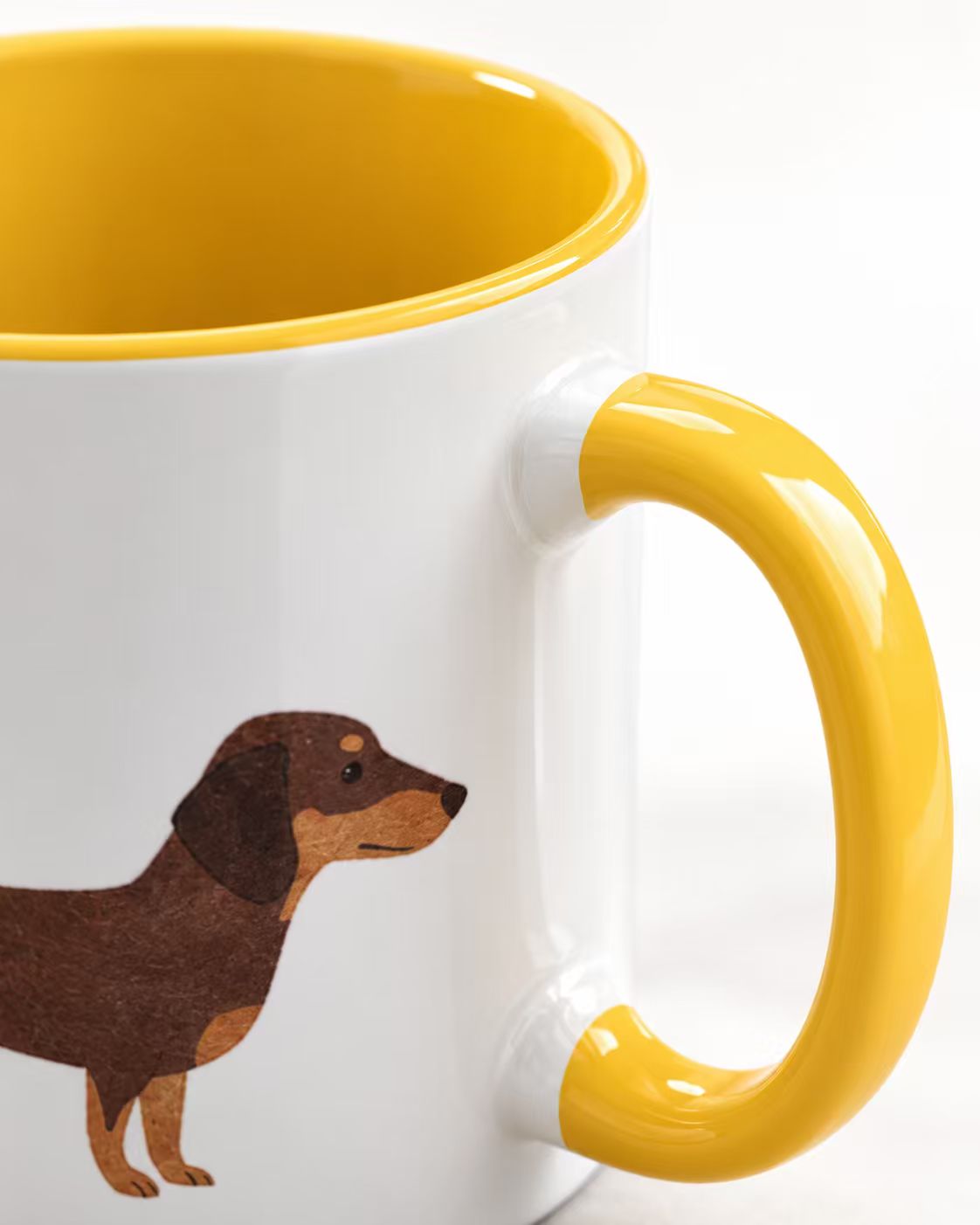 Red-Accent Dachshund Mug – Two-Tone 11 oz Cup