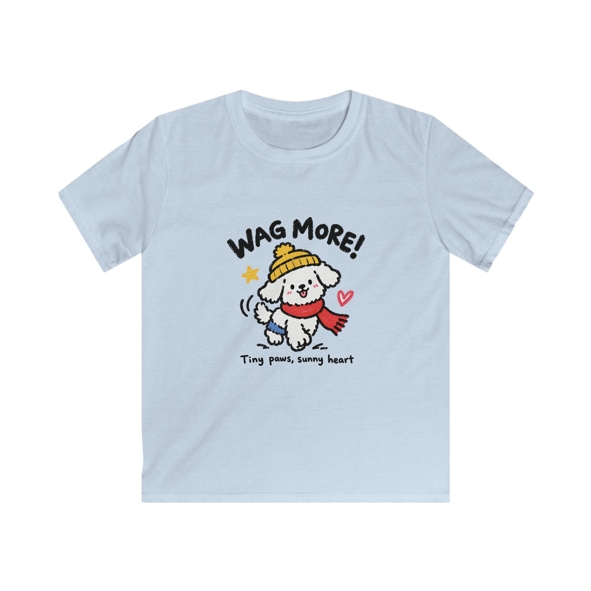 Kids Tee — 'Wag More! Keep Wagging' Cute Puppy Graphic Shirt