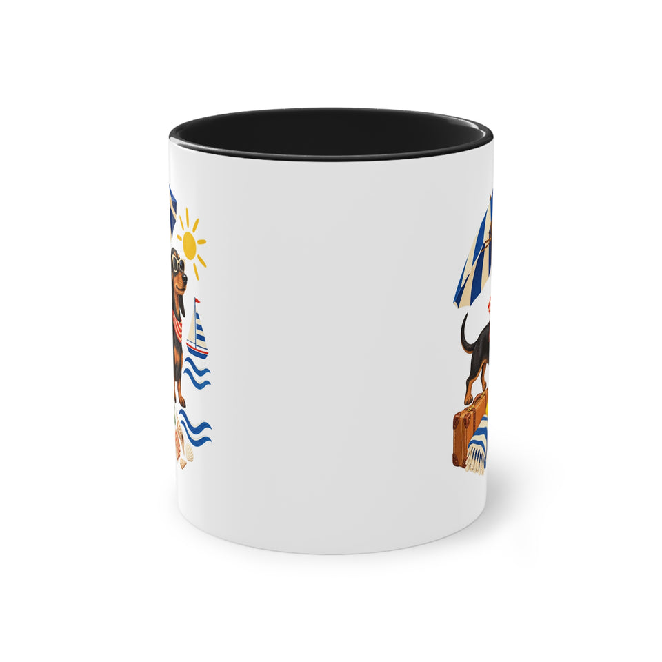 Strandpfoten-Dackel Tasse – Sonniger Zweifarben-Becher