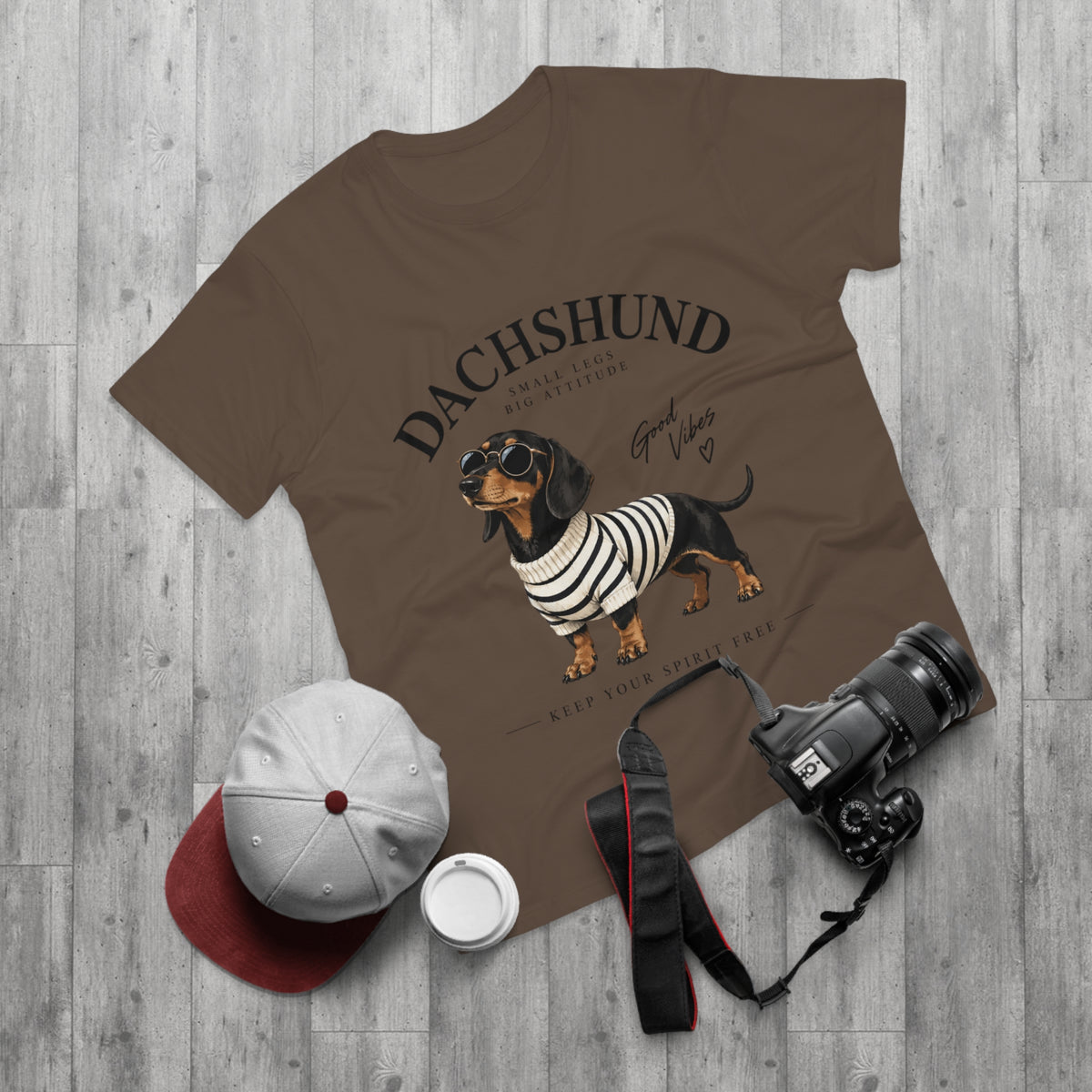 Dachshund T-Shirt - "Small Legs, Big Attitude" Graphic Tee (Good Vibes)