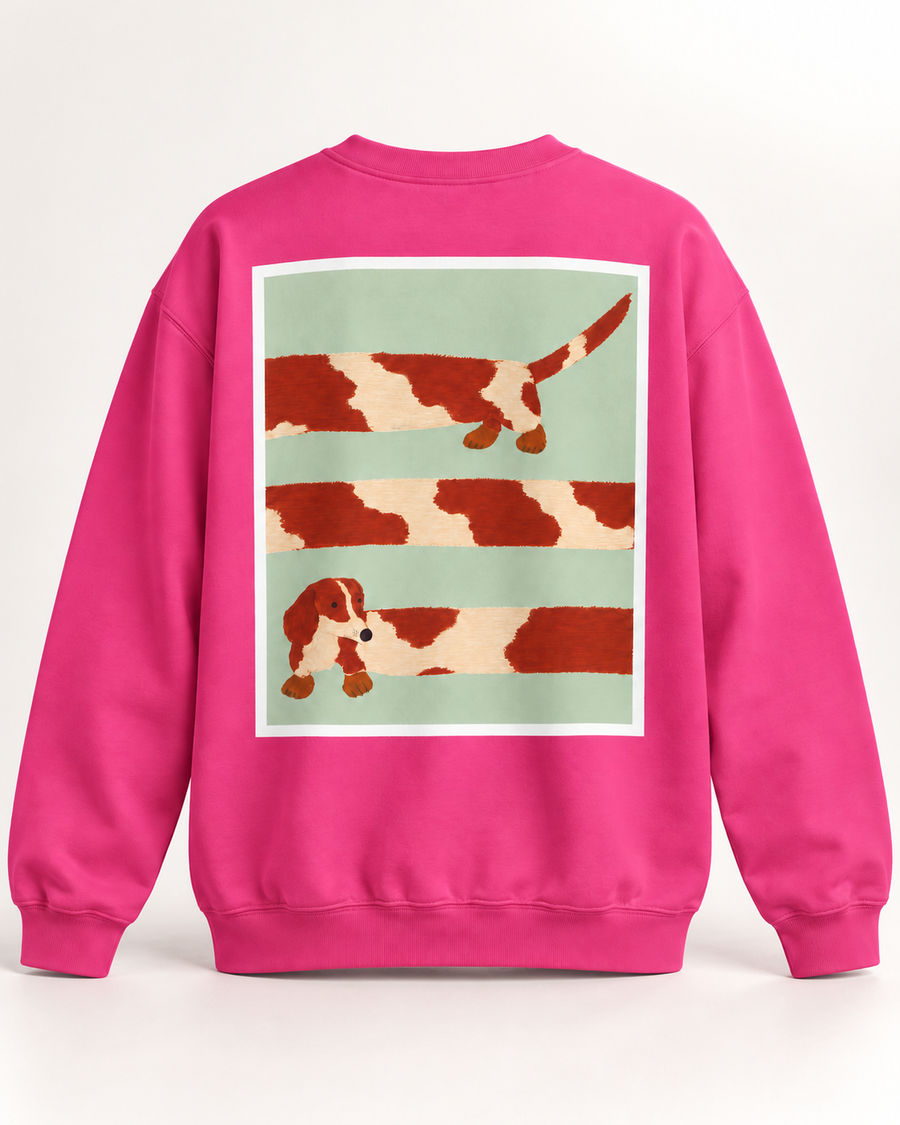 Gestreiftes Dackel-Sweatshirt – Malerisches Langhund-Motiv