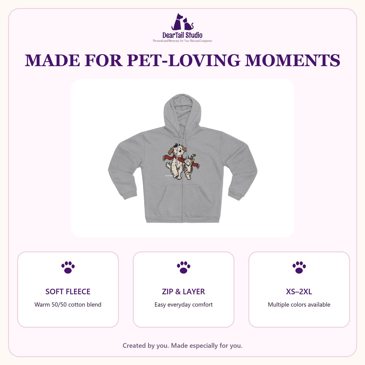 Adult personalised pet hoodie features